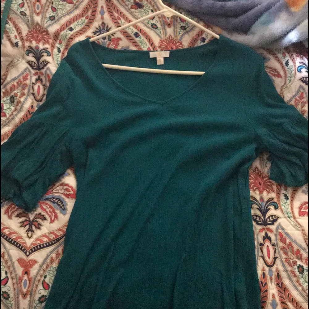 Teal ruffle sleeved blouse , Charming Charlie’s $7